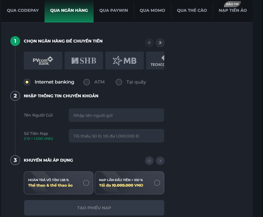 Cách nạp tiền tại SOC88 đơn giản, thời gian xử lý nhanh chóng