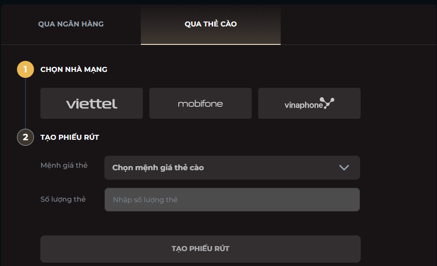 Rút tiền SOC88 qua thẻ cào nhanh chóng